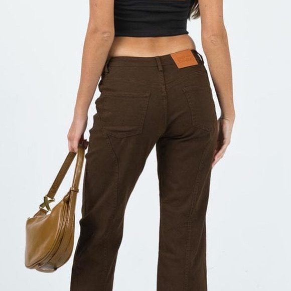Princess Polly Brown Straight Leg Pants Sz. 10 - Picture 5 of 11